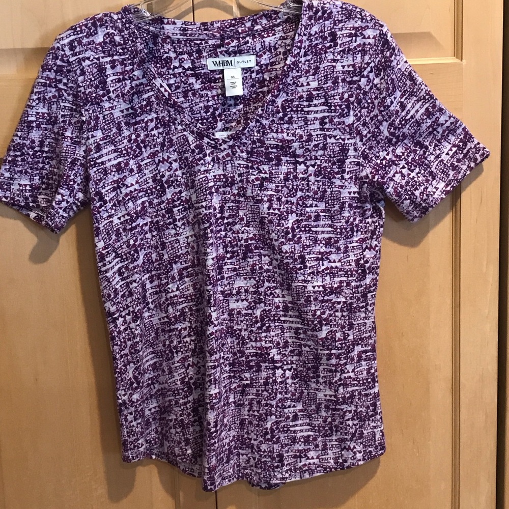 New White House Black Market Outlet Short Sleeve Purple Top